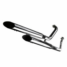 Silvertail K02 Chrome Dubbele Slip-on Einddemper met E-keur Yamaha XVS 650 Dragstar 1997 > 2003